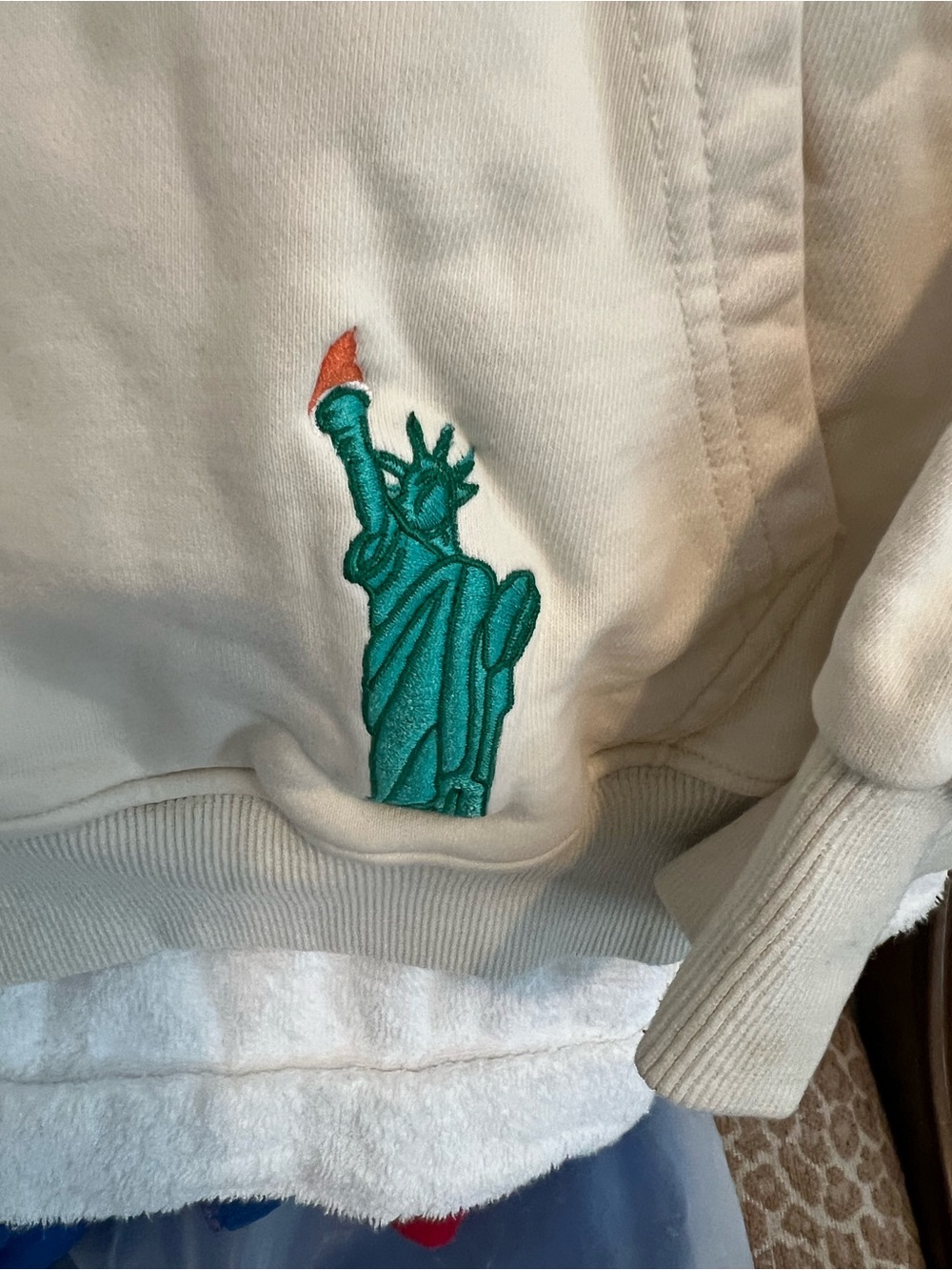 Parke Cream NYC Hoodie with Colorful Embroidered Motifs - Picture 7 of 8